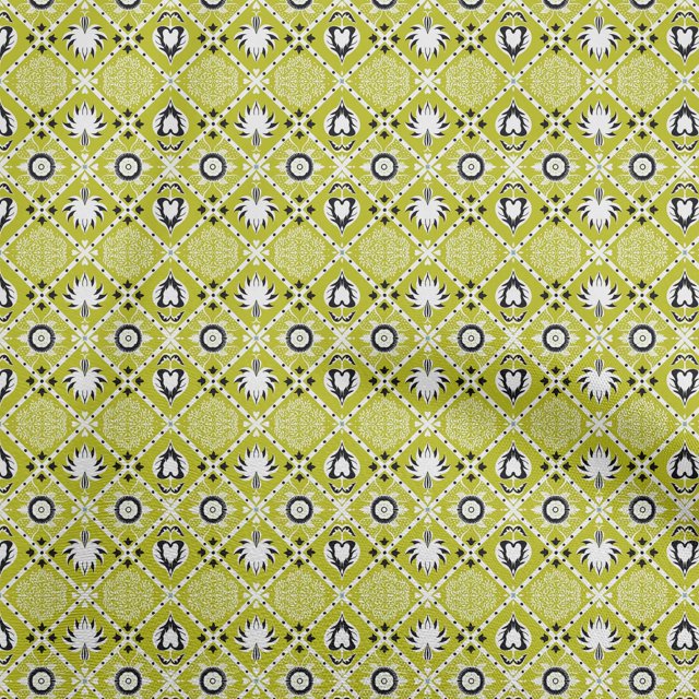 oneOone Cotton Poplin Twill Lime Green Fabric Asian Block Sewing Craft Projects Fabric Prints by Yard 56 Inch Wide