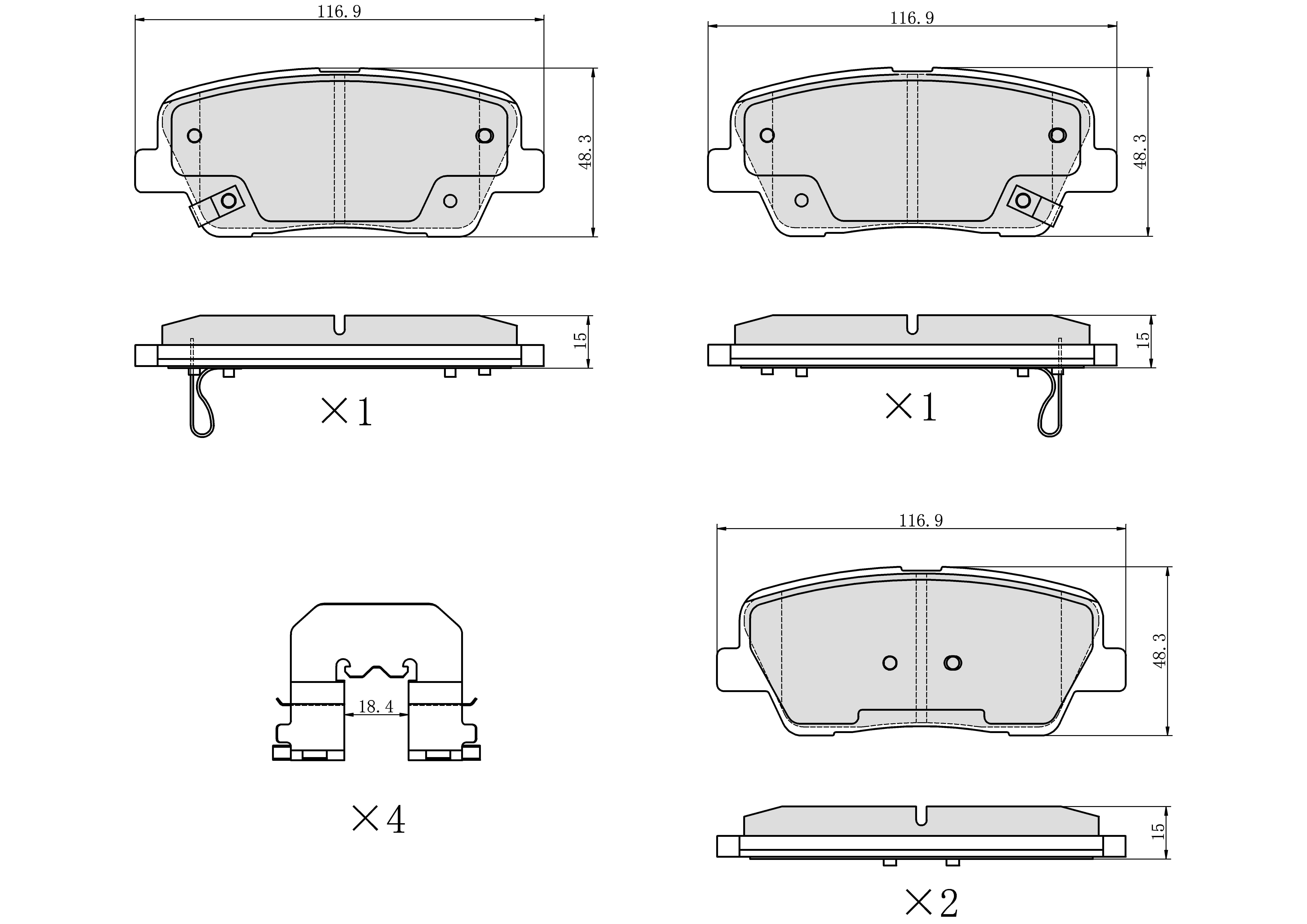Winstop Brake Pad Set, Rear WS.1284.0.C, Kia Sedona 2012-2007