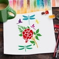 thumbnail image 5 of 1 pc Dragonfly and Rose Painting Large Stencil 8.3x11.7 Dragonfly and Flowers Spraying Big Stencil Reusable Fluttering Dragonfly Drawing Template for Wood Floor Wall Fabric Paper Furniture, 5 of 8