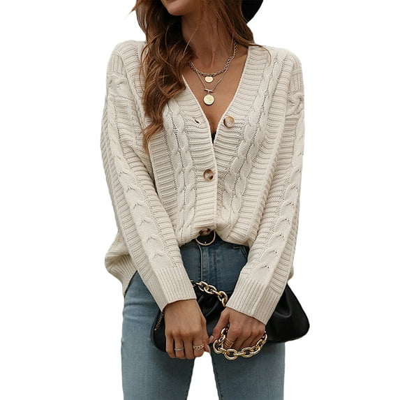 Liacowi Women Juniors Knit Cardigan Long Sleeve Sweater Knitwear Coat Fall Casual Button-Down Tops Outwear for Teen