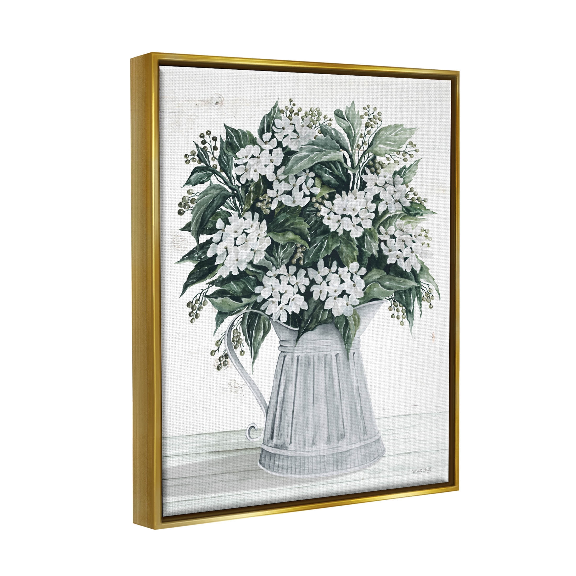 Stupell Industries Dogwood Flower Bouquet Painting Metallic Gold Floating Framed Canvas Print Wall Art, Design by Cindy Jacobs