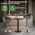 thumbnail image 6 of Adjustable Bar Stools, 360-Degree Swivel Barstools with Open Back and Arms, PU Leather Counter Height Island Chairs with Square Footrest for Pub Kitchen Dining Room, Grey, 6 of 13