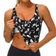 thumbnail image 3 of Fotbe Black White Leaves Sujetador Deportivo Largo sin Aros para Mujer con Almohadillas y Soporte Medio, Transpirable y Absorbente, Camiseta Tipo Chaleco o Tank Top-Small, 3 of 8