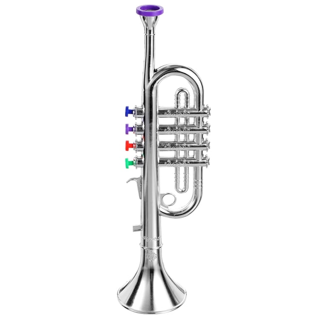 Trompeta de plástico para niños, trompeta de juguete realista, exquisita trompeta de juguete para el aprendizaje musical de los niños