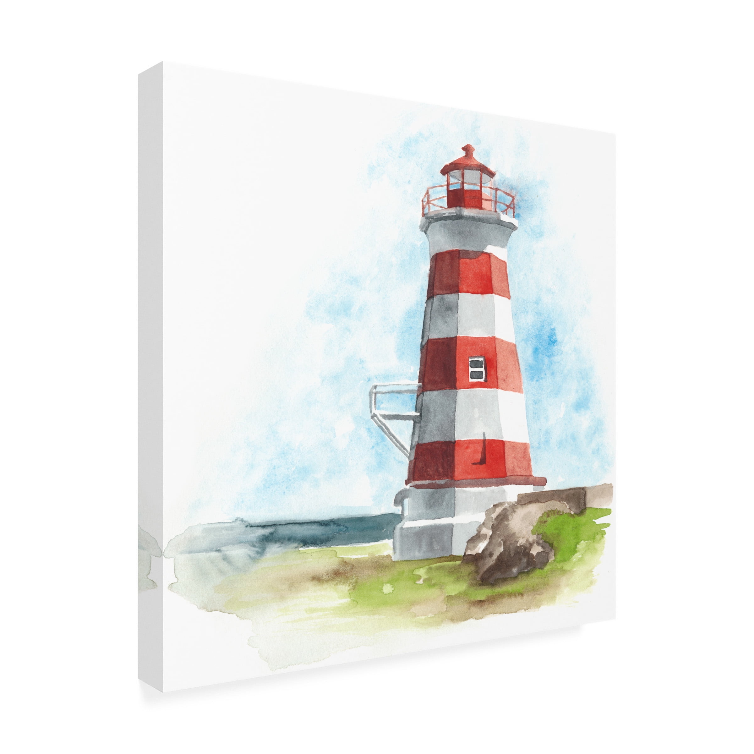 Naomi Mccavitt 'Watercolor Lighthouse I' Outdoor Canvas 24x24