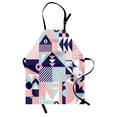 thumbnail image 1 of Geometric Apron, Contemporary Art Design Formed of Groovy Shapes Tricolor Doodle, Unisex Kitchen Bib with Adjustable Neck for Cooking Gardening, Adult Size, Blush Indigo and Mint Green, by Ambesonne, 1 of 4