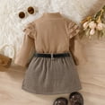 thumbnail image 5 of Staki Long Sleeve Skirts Set for Girls Toddler Girl 2 Piece Outfit Kid Cute Knit Top & Skirt Set(Coffee,2-3 Years), 5 of 8