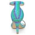 thumbnail image 2 of BLISSFUL STEP Women's Glitter Strap Stiletto Heel Sandals Green Blue (Size 7), 2 of 7