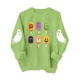 thumbnail image 6 of CYRBOKO Girls Halloween Sweatshirt, Casual Long Sleeve Pullover Crew Neck Holiday Top Green Size 7-8 T, 6 of 7