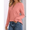 thumbnail image 3 of FUNING Women's Long Sleeve Shirts 2025 Fall Henley Dressy Casual Tops Trendy Blouses Cute T-Shirts Outfits Clothes, 3 of 6