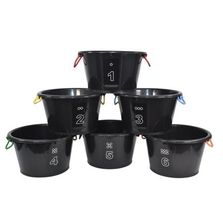 Sportime Drum-N-Store Buckets 18 X 12 Inches Black Set Of 6