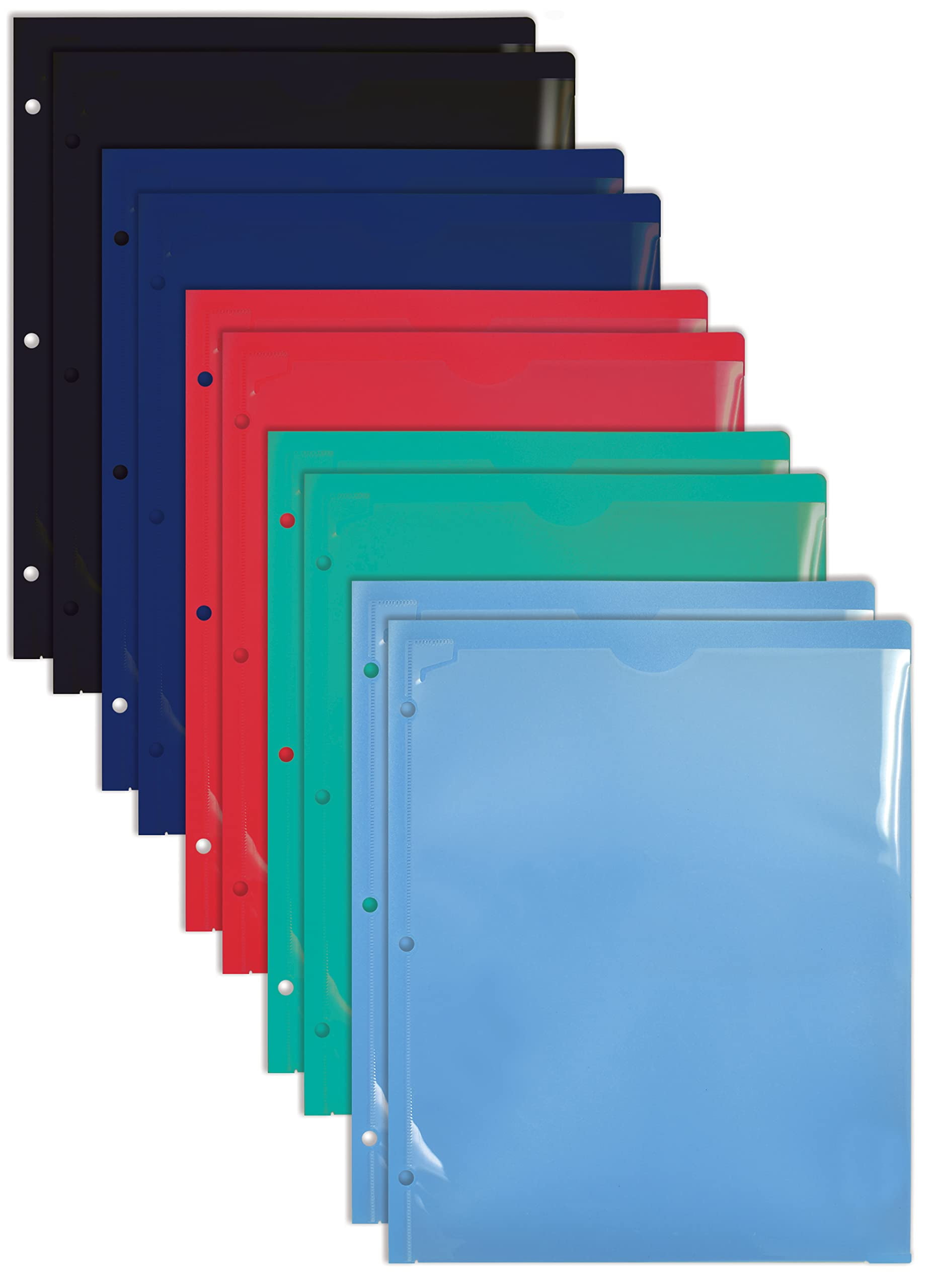 Heavy Duty Plastic Folders with Clear Front Pocket (10 Pack), 2 Pocket