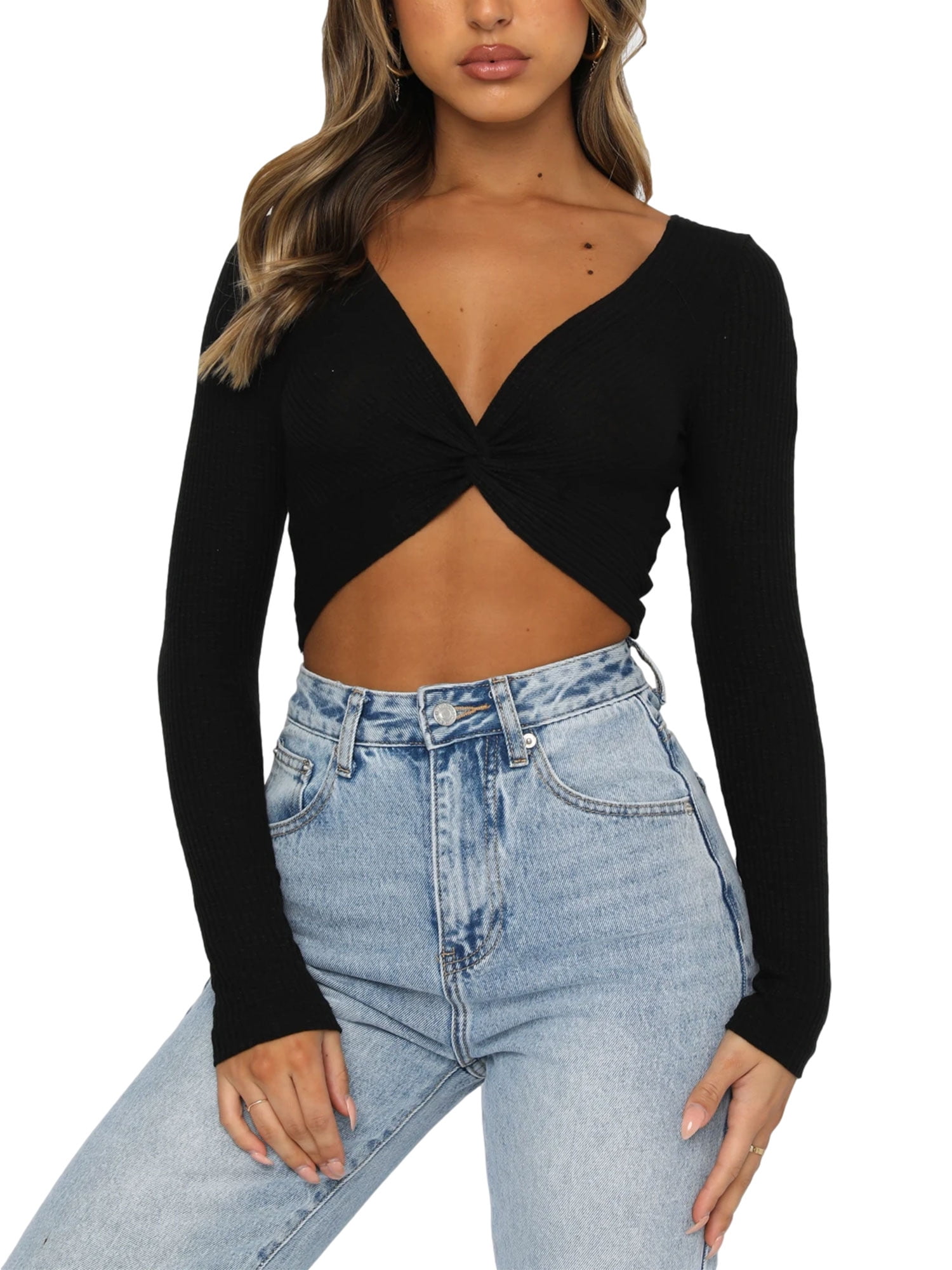 knit wrap crop top