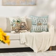 thumbnail image 5 of Bless Our Home Eucalyptus Leaves Starfish Throw Pillow Covers, 18 x 18 Inch Seasonal Spring Summer Truck Home Sweet Home Cushion Case Decorations Set of 4, 5 of 6