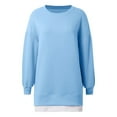 thumbnail image 4 of Fiaer Womens Sweatshirts Crew Neck Side Zipper Pullovers Long Sleeve Loose Fit Casual Trendy Solid Color Plus Size Tops Sky Blue XL, 4 of 5