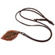 thumbnail image 1 of Collar colgante de hojas vintage jinwen Gargantilla larga de cuero con colgante de roca Marrón, 1 of 8