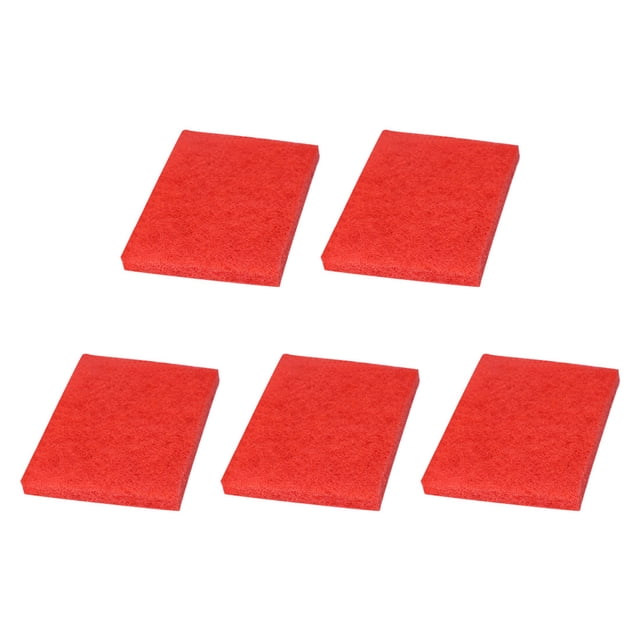 Unique Bargains 5pcs Scouring Pad Non-Scratch Scouring Sponge 6'x4' Scrub Pads Red