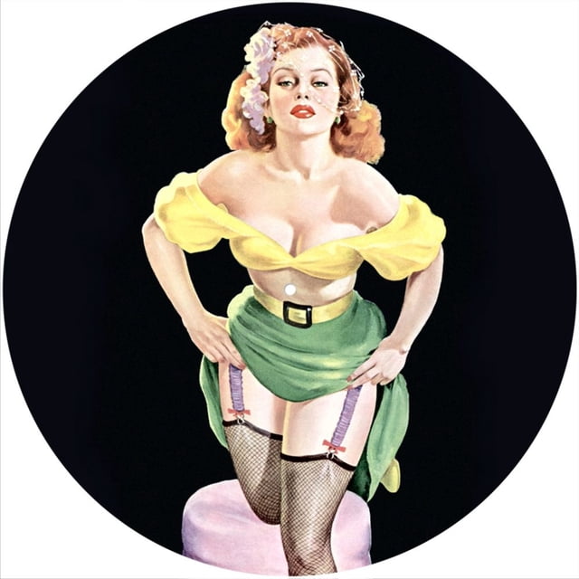 Tapis Antidérapant Tapis Antidérapant Tapis Anti-Rayures Feutre pour Tout Tourne-Disque LP DJ Vinyle de 12 Pouces Tourne-Disque Tourne-Disque Personnalisé Graphique - Bretelles Pin-Up Girl