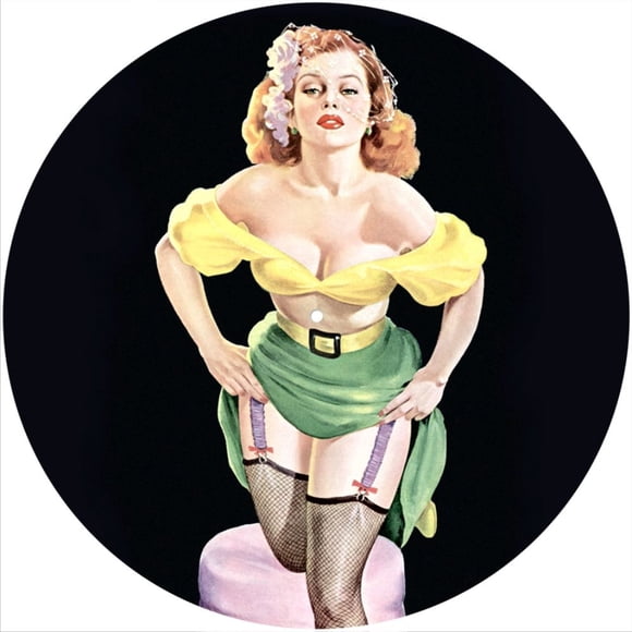 Slipmat Slip Mat Scratch Pad Felt pour n'Importe Quel 12" LP Vinyle Platine Lecteur de Disque Personnalisé Graphique - Pin Up Fille Bretelles