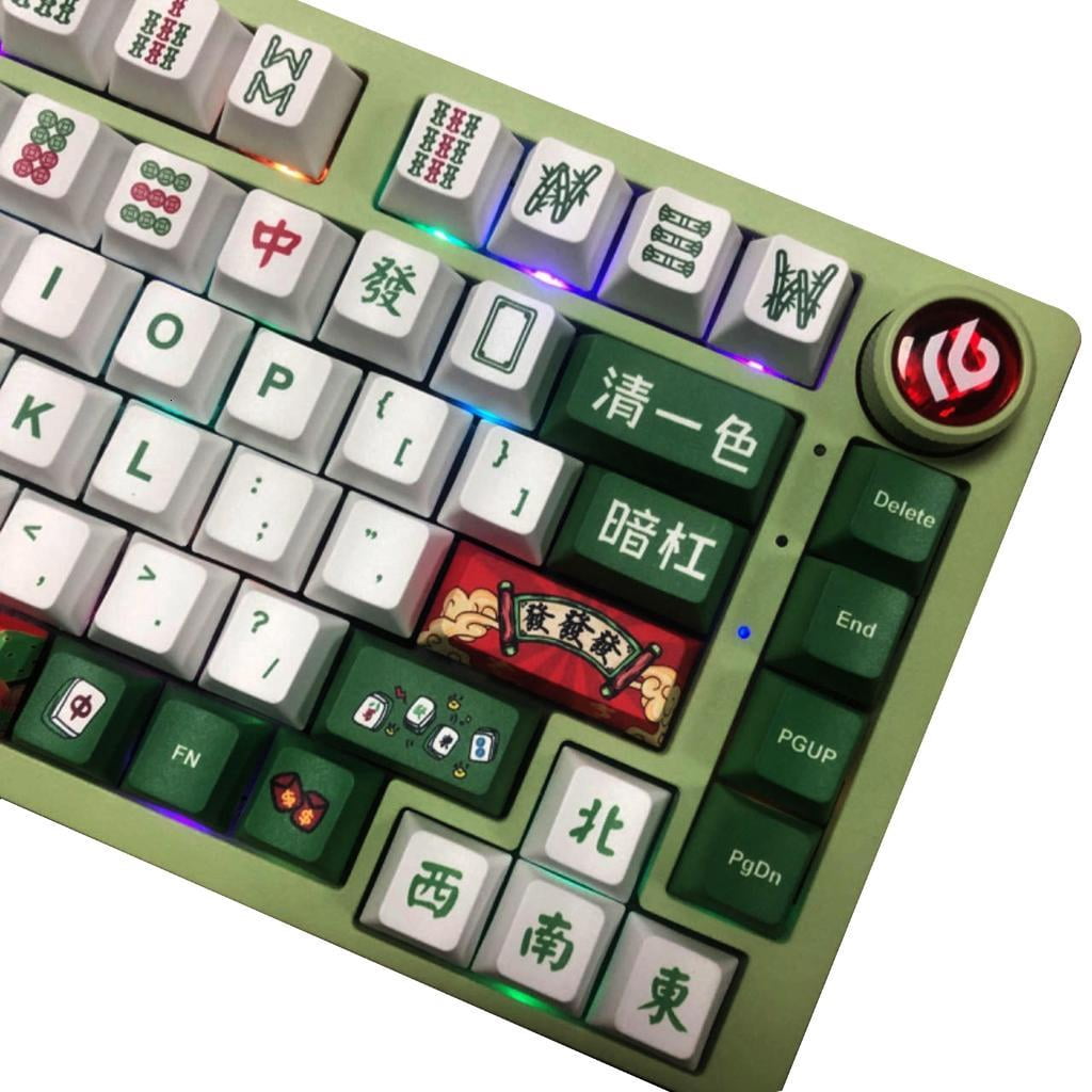 Mahjong Keycaps Original Height Square Keycap Heat Sublimated for Mechanical Keyboard Switches Keycaps Replacement