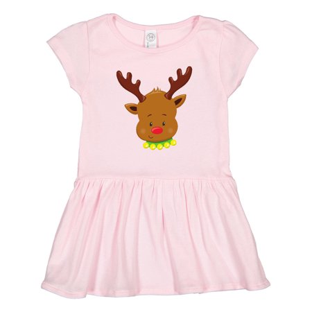 

Inktastic Christmas Reindeer Red Nose Antlers New Year Gift Toddler Girl Dress