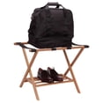 thumbnail image 4 of Household Essentials Portaequipajes plegable completamente ensamblado con estante de almacenamiento inferior | Marco de bambú con correas negras, 4 of 5