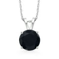 thumbnail image 2 of Gem Stone King 14K White Gold Black Onyx Pendant Necklace for Women (1.65 Ct Round 8MM, Gemstone Birthstone, With 18 inch Chain), 2 of 5