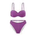 thumbnail image 4 of Womens Bikini Solid Color High Waisted Bikini Set Push Up Bralette Top with Ruched Brief Sweetheart Neck Two Piece Light Purple L, 4 of 6