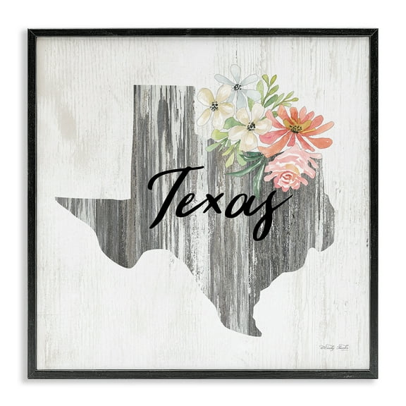 Stupell Industries Shabby Chic Texas Botanical & Floral Painting Black Framed Art Print Wall Art, 12 x 12