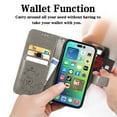 thumbnail image 4 of for iPhone 16 Plus Wallet Case, [Flower Embossed] Premium PU Leather Flip Protective Case Cover with Card Holder and Stand with Wrist Strap for iPhone 16 Plus, Gray, 4 of 5