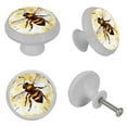 thumbnail image 7 of 4 PCS Bees Pattern Crystal Glass Round Cabinet Knob Drawer Pull Handle Glowing in The Dark for Kitchen, Cupboard, Dresser, Wardrobe, etc, 7 of 7