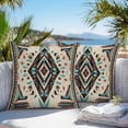 thumbnail image 3 of Throw Pillow Covers 26x26 Inch Set of 2, Boho Red Teal Brown Waterproof Outdoor Pillow Covers, Southwestern Retro Geometric Decorative Cushion Pillowcases for Couch, Sofa, Bed, Garden, Patio, 3 of 9