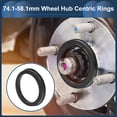 thumbnail image 2 of Car Wheel Hub Centric Rings OD 74.1mm to ID 58.1mm Wheels Center Shaft Shock Absorbing Hubrings Polycarbonate Black Durable, 2 of 7