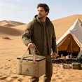 thumbnail image 4 of 42L Camping Kitchen Organizer Bag, Waterproof Storage Bag with Adjustable Strap, Utility Tote Bag for Outdoor Travel, Khaki, 4 of 8
