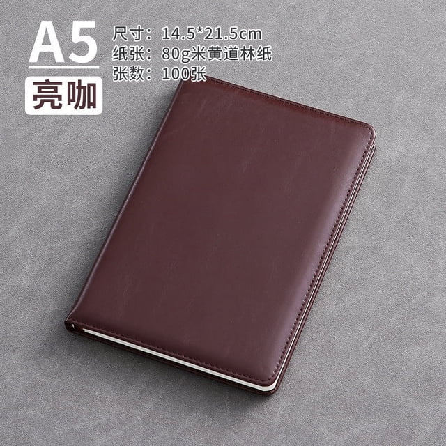 Nvzi Cuaderno de cuero A5 con tapa dura y compartimento para bolígrafos, diario de trabajo, diario y de escritura, 100 hojas, 200 páginas (marrón)