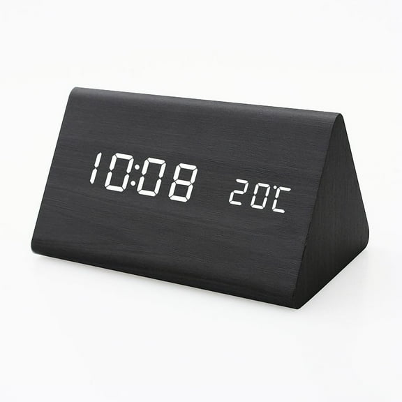DAYBETTER Wooden Alarm Clock for Bedrooms, Digital Clocks with Date and Temperature, Battery and USB Operated Easy to Set Alarm Clock for Heavy Sleepers