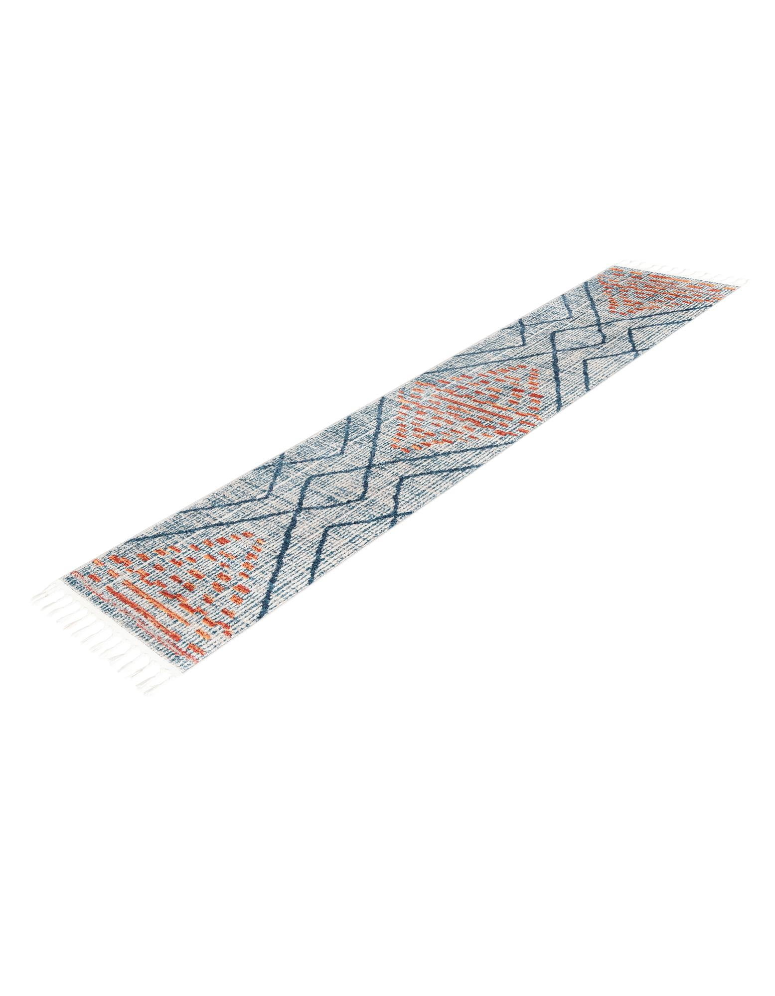Unique Loom Aramis Collection Area Rug - Kavi (2' x 8' Runner Blue/Cream)