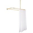 thumbnail image 5 of Utopia Alley Rustproof Wall Mounted Aluminum D-shape Shower Rod With Ceiling Support for Freestanding Tubs, 60 Inch Large Size by 25 Inch, Gold + White Shower Curtain 180x70inch, 5 of 9