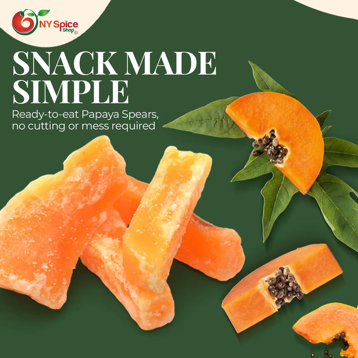 NY SPICE SHOP Dried Papaya Spears - 3 Pound - Sweet Papaya Strips - Tropical Papaya Spears - Dried Papaya Fruit - Dehydrated Papaya Slices - Tropical Candied Papaya