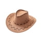 thumbnail image 4 of Sombrero de vaquero de gamuza estilo western cómodo con circunferencia interior de 58 cm de ala ancha para Marrón, 4 of 9