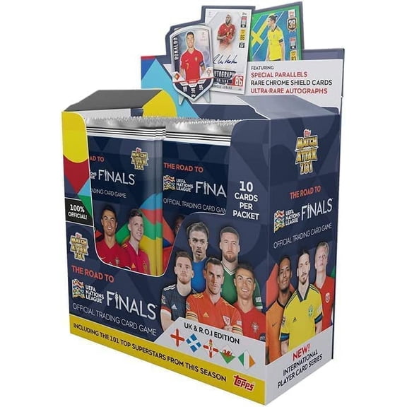 Collectible 2022 Topps Road To Nations League Finals Match Attax 101 Retail Display Box - 24 Packs Per Box