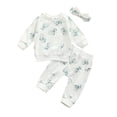 thumbnail image 1 of Komoo 3Pcs Newborn Infant Baby Girl Outfits Long Sleeve Sweatshirts Pants Sets Clothing Gifts, 1 of 9