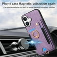 thumbnail image 4 of for iPhone 17 Phone Case Wallet with Card Holder,PU Leather Flip Folio Case,RFID Blocking Ring Holder Kickstand Wrist Strap Magnetic Protective Women Men Cover,Purple,For iPhone 17, 4 of 11