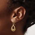 thumbnail image 3 of 14k Yellow Gold Teardrop Dangle Earrings for Women, Openwork Filigree Drop Design, Lightweight Abstract Lace Pattern, Modern Hook Style for Everyday or Formal Wear, 3 of 6