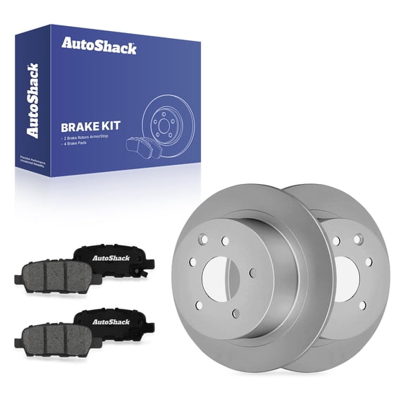 AutoShack Rear Solid Coated Brake Rotors   Premium Ceramic Pads 6-PC Brake Kit Replacement for 2009-2023 Nissan Altima 2013-2019 Nissan Sentra ArmorStop 11.48" (291.6 mm)