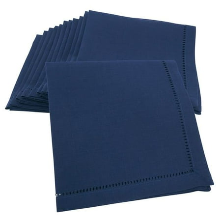 

Saro Lifestyle 6306.NB18S Dinner Napkin with Hemstitched Border Navy Blue - Set of 12