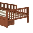 thumbnail image 6 of MODERNLUXE Twin Size Platform Bed with 2 Storage Drawers and Guardrails,Solid Wood Bed Frame for Kids Teens Adults,Walnut, 6 of 8