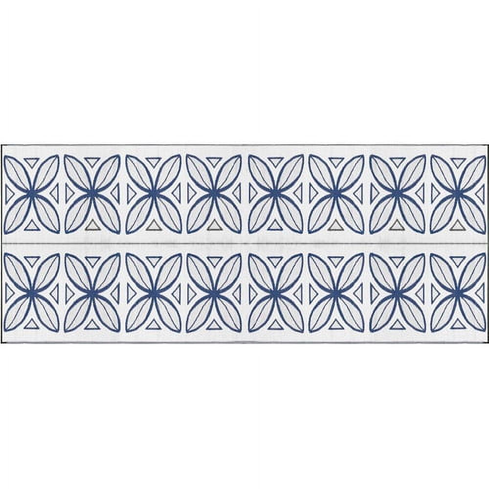 Camco 8' x 20' Reversible RV Outdoor Mat, Camping Mat, Blue Botanical