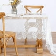 thumbnail image 4 of HWZWT White Lace Tablecloth 60 X 120 Inch Rectangle Vintage Embroidery Bridal Wedding Tablecloth Transparent Overlay for Rustic Outdoor Party Reception Home Decor Pure WhiteWhite Lace T, 4 of 5