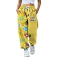 thumbnail image 3 of Pantalons de Survêtement Amples de Pâques pour Femmes Poches Taille Haute Imprimé Patchwork Sport Jogger, 3 of 5